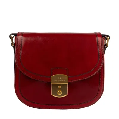 Time Resistance Womens Leather Saddle Bag - Secrets - Red