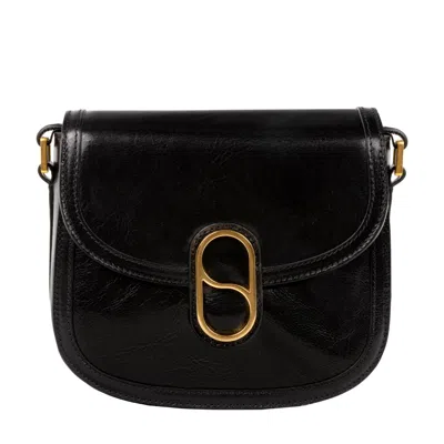 Time Resistance Womens Leather Saddle Bag - Villette - Black