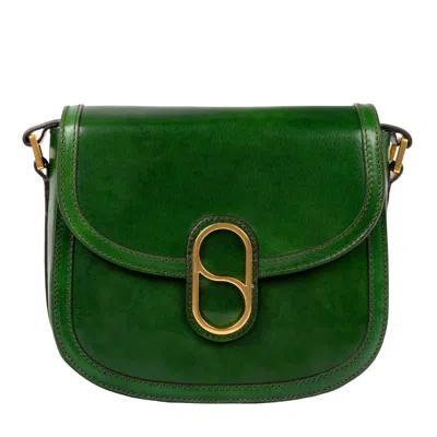 Time Resistance Womens Leather Saddle Bag - Villette - Green