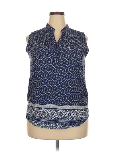 Pre-owned Time To Bloom Sleeveless Blouse In Blue