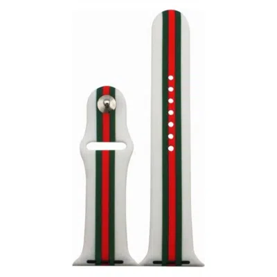 Time World Unisex Striped Silicone Apple Watch Band -42mm In White