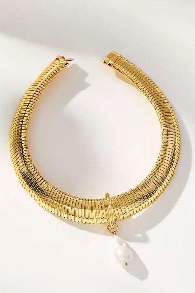 Timeless Pearly Baroque Pearl Choker Necklace In Gold