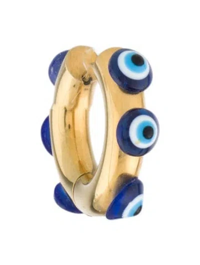 Pre-owned Timeless Pearly Bead Eye Hoop Single Earring In Multi