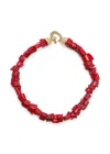 Timeless Pearly Beaded 24kt Gold-plated Necklace In Red