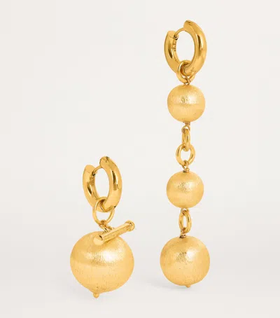 Timeless Pearly Beaded Asymmetric Earrings In Gold