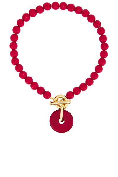 Timeless Pearly Beaded Pendant Necklace In Red
