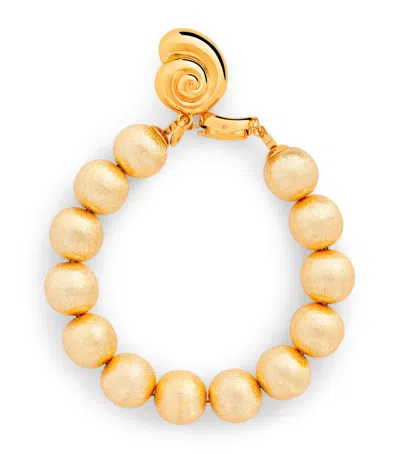 Timeless Pearly Beaded Seashell-charm Bracelet In Gold