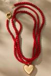 Timeless Pearly Beaded Wrap Pendant Necklace In Red