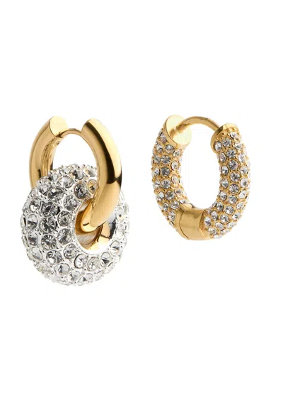 Timeless Pearly Crystal-embellished 24kt Gold-plated Hoop Earrings