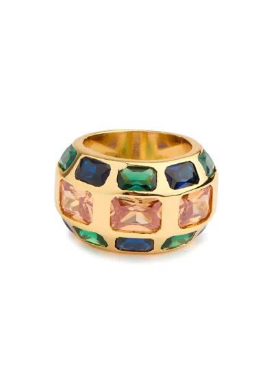 Timeless Pearly Crystal-embellished 24kt Gold-plated Ring In Multicoloured 1
