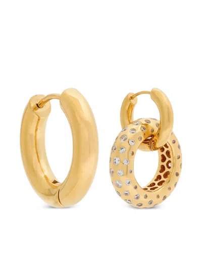 Timeless Pearly Crystal Embellished Hoop Earrings In Gold