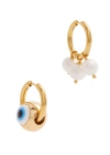 TIMELESS PEARLY TIMELESS PEARLY EVIL EYE 24KT GOLD-PLATED HOOP EARRINGS
