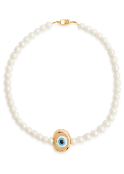 Timeless Pearly Evil Eye Pearl Necklace In White