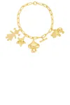 Timeless Pearly Girl, Star, Mushroom, & Elephant Charm Necklace In Gold