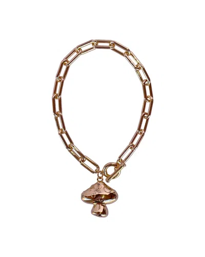 Timeless Pearly Gold Chain Necklace With Mushroom Charm