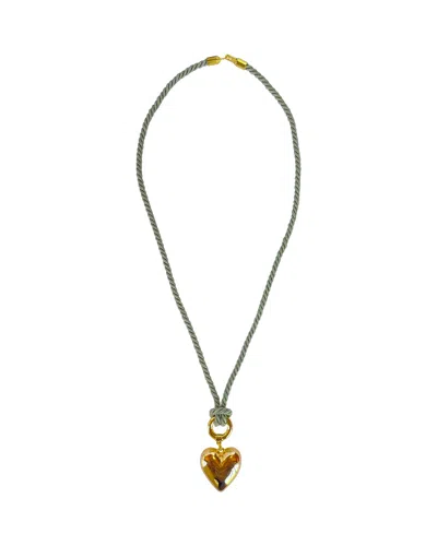 Timeless Pearly Green Rope Necklace With Gold Heart