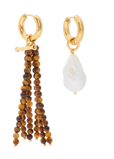 Timeless Pearly Mismatched 24kt Gold-plated Hoop Earrings