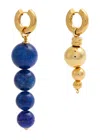 Timeless Pearly Mismatched 24kt Gold-plated Hoop Earrings In Blue