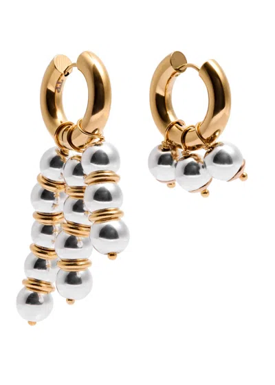 Timeless Pearly Mismatched 24kt Gold-plated Hoop Earrings In Silver