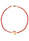 Timeless Pearly Mushroom 24kt Gold-plated And Beaded Necklace In Red