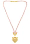 Timeless Pearly Pink Heart Necklace In Gold