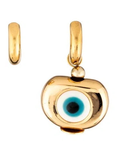 Pre-owned Timeless Pearly Resin Eye Drop Earrings In Blue