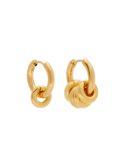 Timeless Pearly Ring-embellished 24kt Gold-plated Hoop Earrings