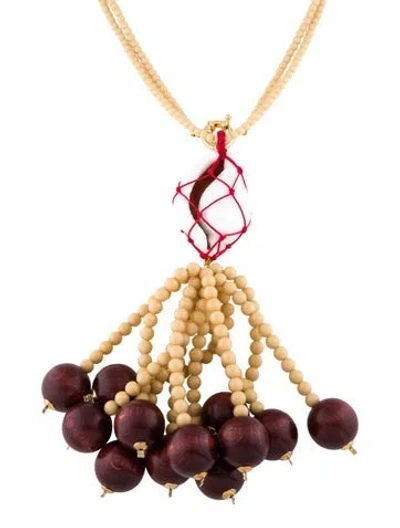 Pre-owned Timeless Pearly Shell & Bead Pendant Necklace, 41.5", 41.5" In Brown