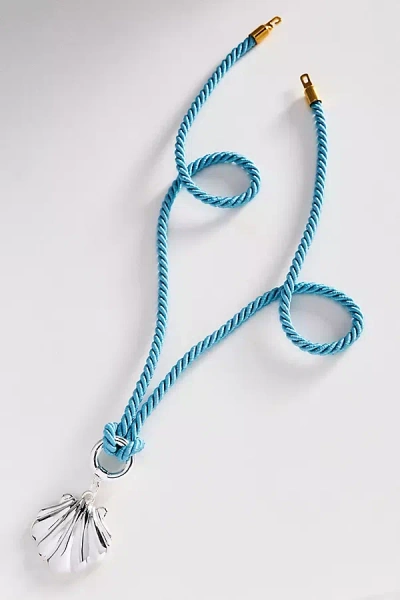 Timeless Pearly Shell Pendant Corded Necklace In Blue