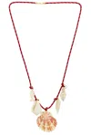 Timeless Pearly Shells Rope Necklace In Red