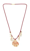 Timeless Pearly Shells Rope Necklace In Red