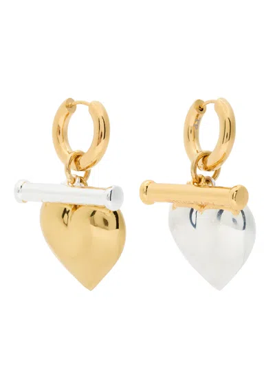 Timeless Pearly Two-tone Heart 24kt Gold-plated And Sterling Silver Hoop Earrings