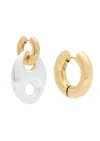 Timeless Pearly Two-tone Mismatched 24kt Gold-plated Hoop Earrings In Gold