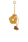 Timeless Pearly Wood & Gold Charms Rope Keychain In Brown