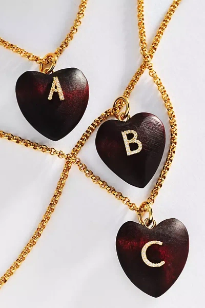 Timeless Pearly Wood Initial Pendant Necklace In Multi