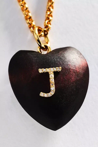 Timeless Pearly Wood Initial Pendant Necklace In Multi