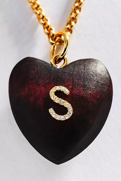 Timeless Pearly Wood Initial Pendant Necklace In Multi