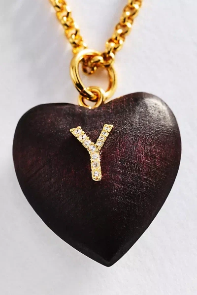 Timeless Pearly Wood Initial Pendant Necklace In Multi