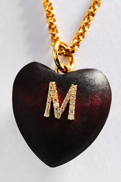 Timeless Pearly Wood Initial Pendant Necklace In Multi