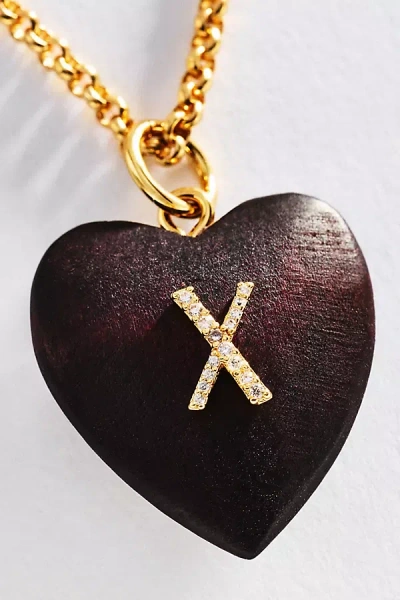 Timeless Pearly Wood Initial Pendant Necklace In Gold