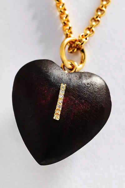 Timeless Pearly Wood Initial Pendant Necklace In Multi
