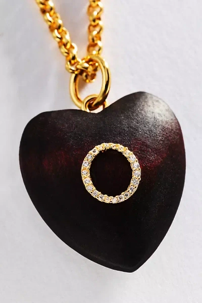Timeless Pearly Wood Initial Pendant Necklace In Animal Print