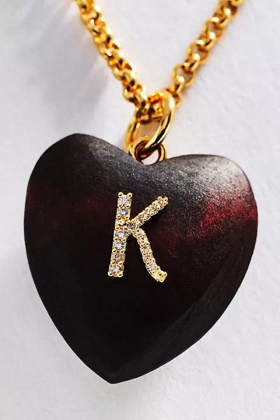 Timeless Pearly Wood Initial Pendant Necklace In Multi