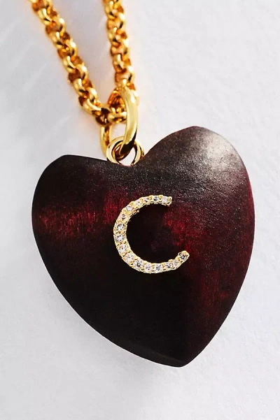 Timeless Pearly Wood Initial Pendant Necklace In Multi