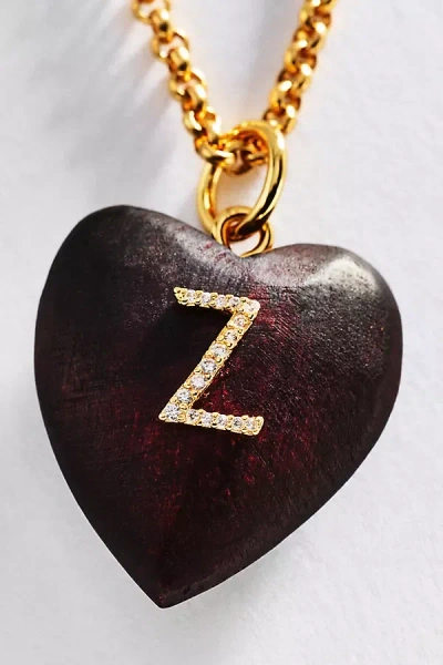 Timeless Pearly Wood Initial Pendant Necklace In Brown