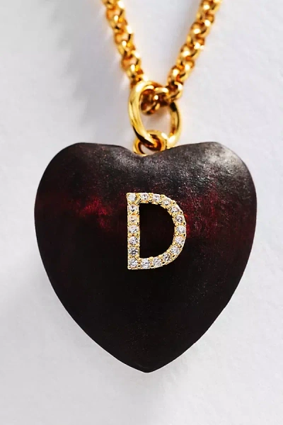 Timeless Pearly Wood Initial Pendant Necklace In Brown