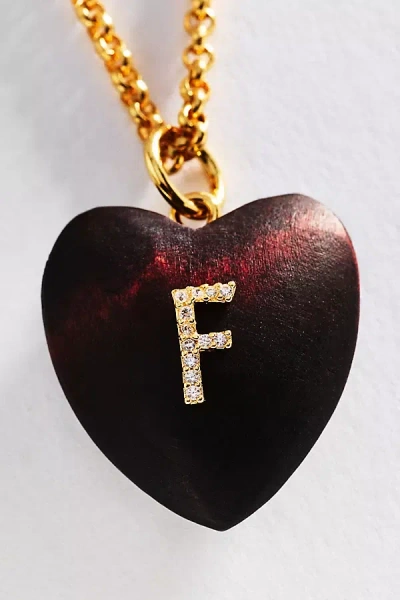 Timeless Pearly Wood Initial Pendant Necklace In Brown