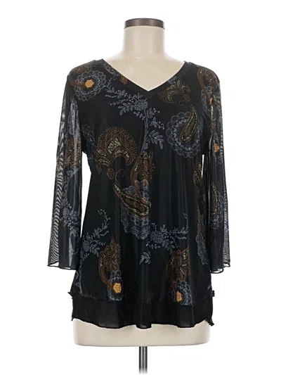 Pre-owned Timeson 3/4 Sleeve Blouse In Black