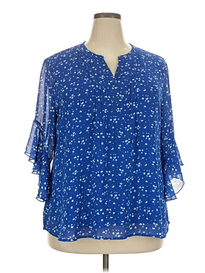 Pre-owned Timeson 3/4 Sleeve Blouse In Blue