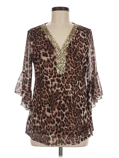 Pre-owned Timeson 3/4 Sleeve Blouse In Brown